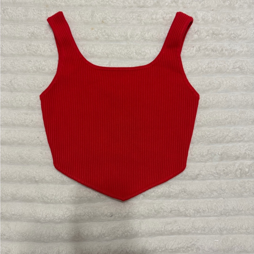 Revolve- House of Harlow 1960 Red Ribbed Crop Top